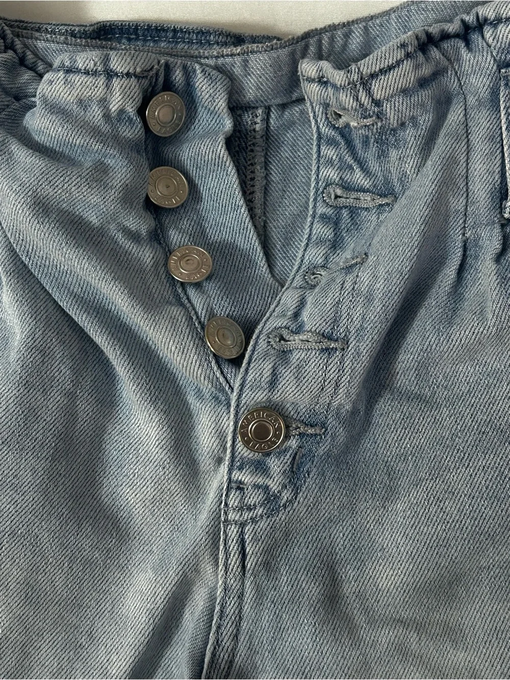 American Eagle Outfitters Mom Shorts Womens 6 Blue Denim Paperbag High Waisted